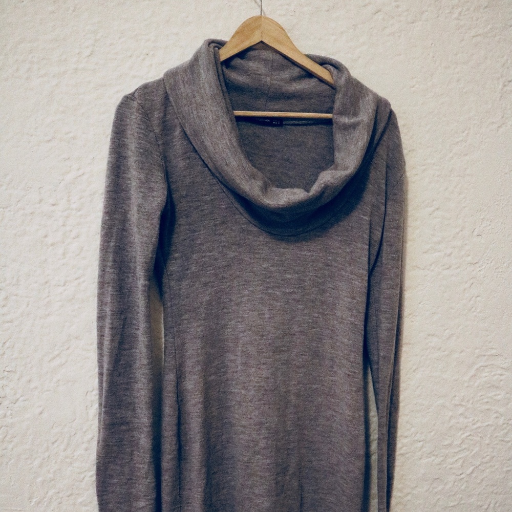 PATTYBOUTIK Cowl Neck Knit Dress Light Gray Small